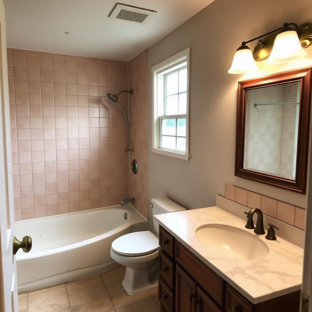 Travertine Bath Modern Stone and Spa Redesign Master — before
