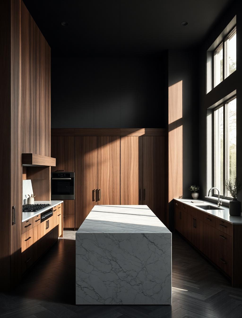 The Hammond Indiana Project — bespoke kitchen with oak cabinetry and marble island
