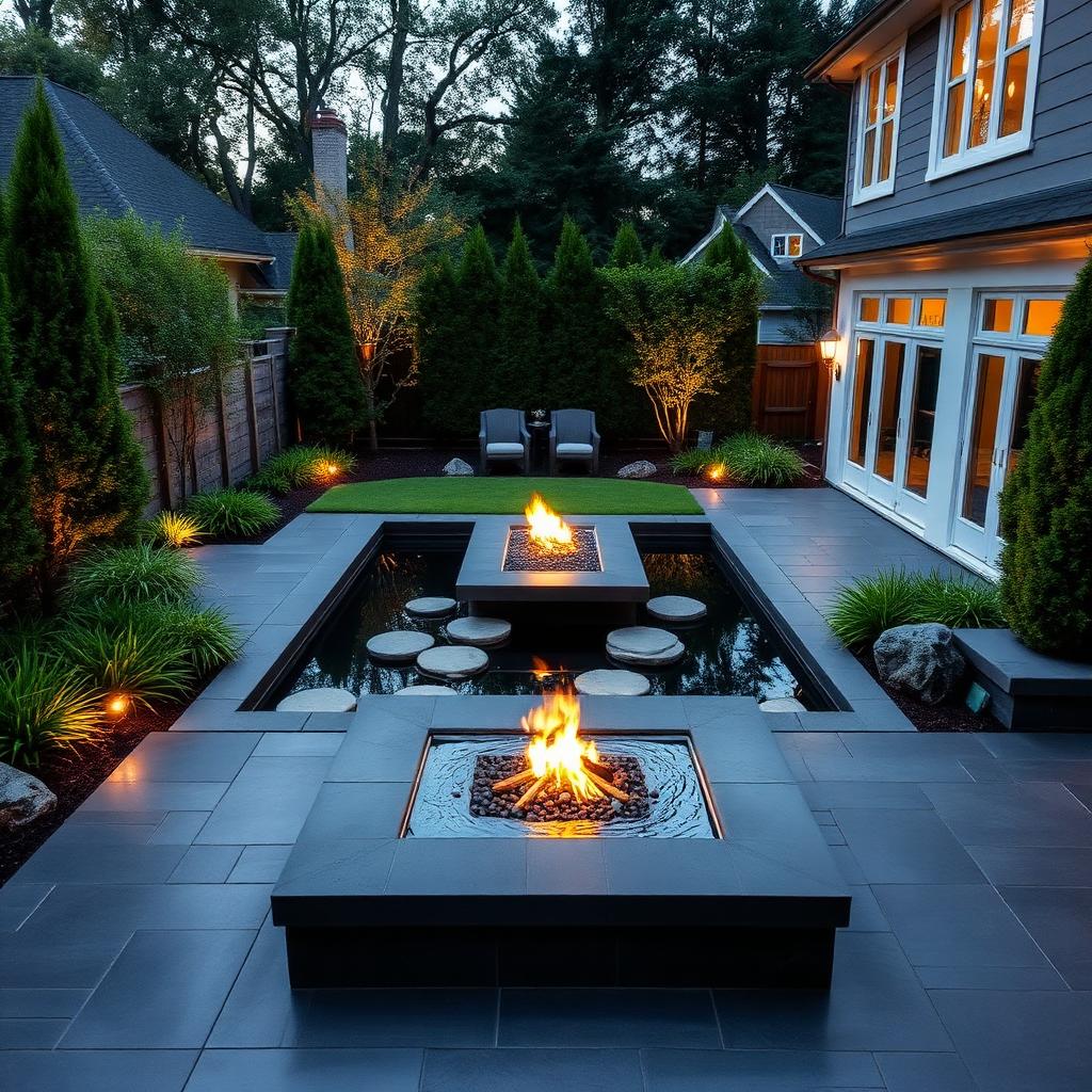 Koi Pond & Firepit Terrace — after